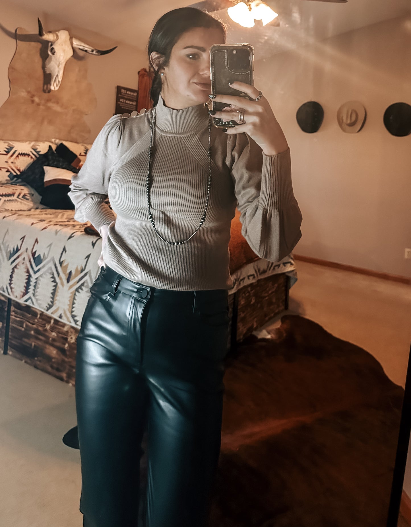 Biker Cowgirl Leather Pants (Black)