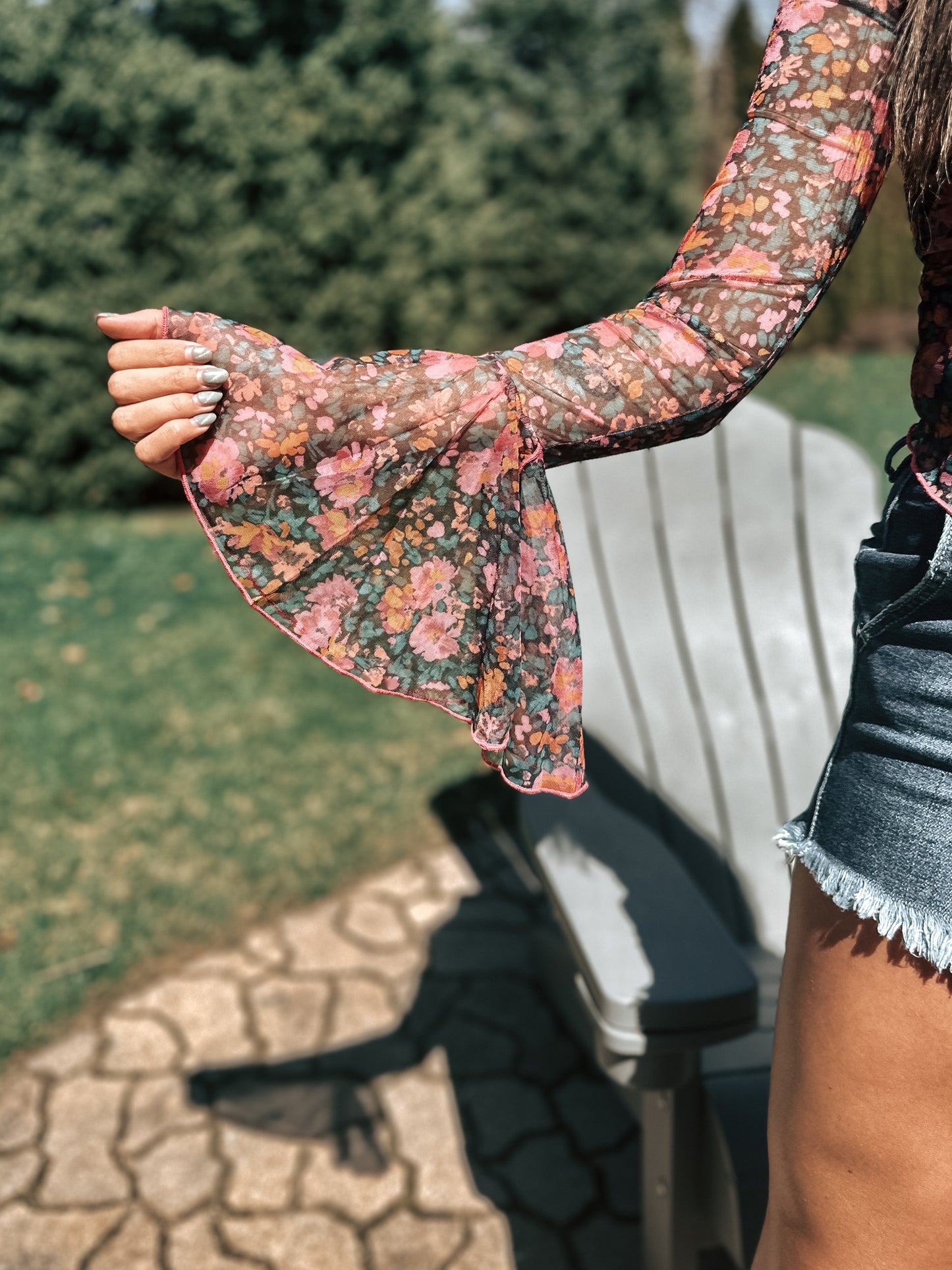 Floral Bell Sleeves Top