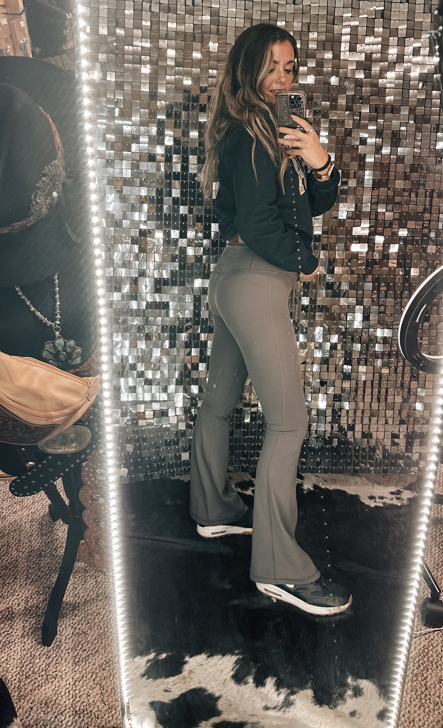 Mocha Fleece lined Flare leggings 