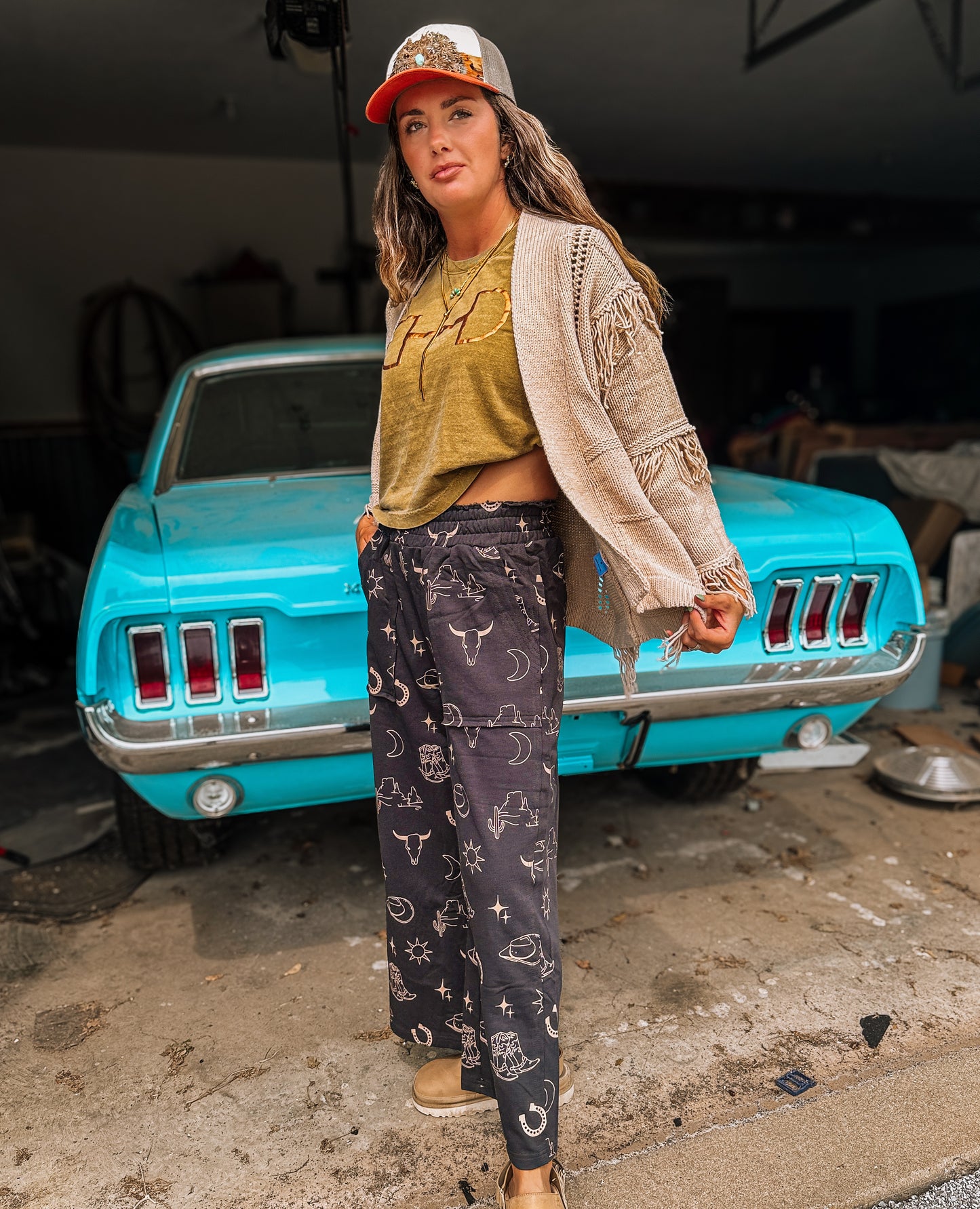 Western Flares Pants (Charcoal)