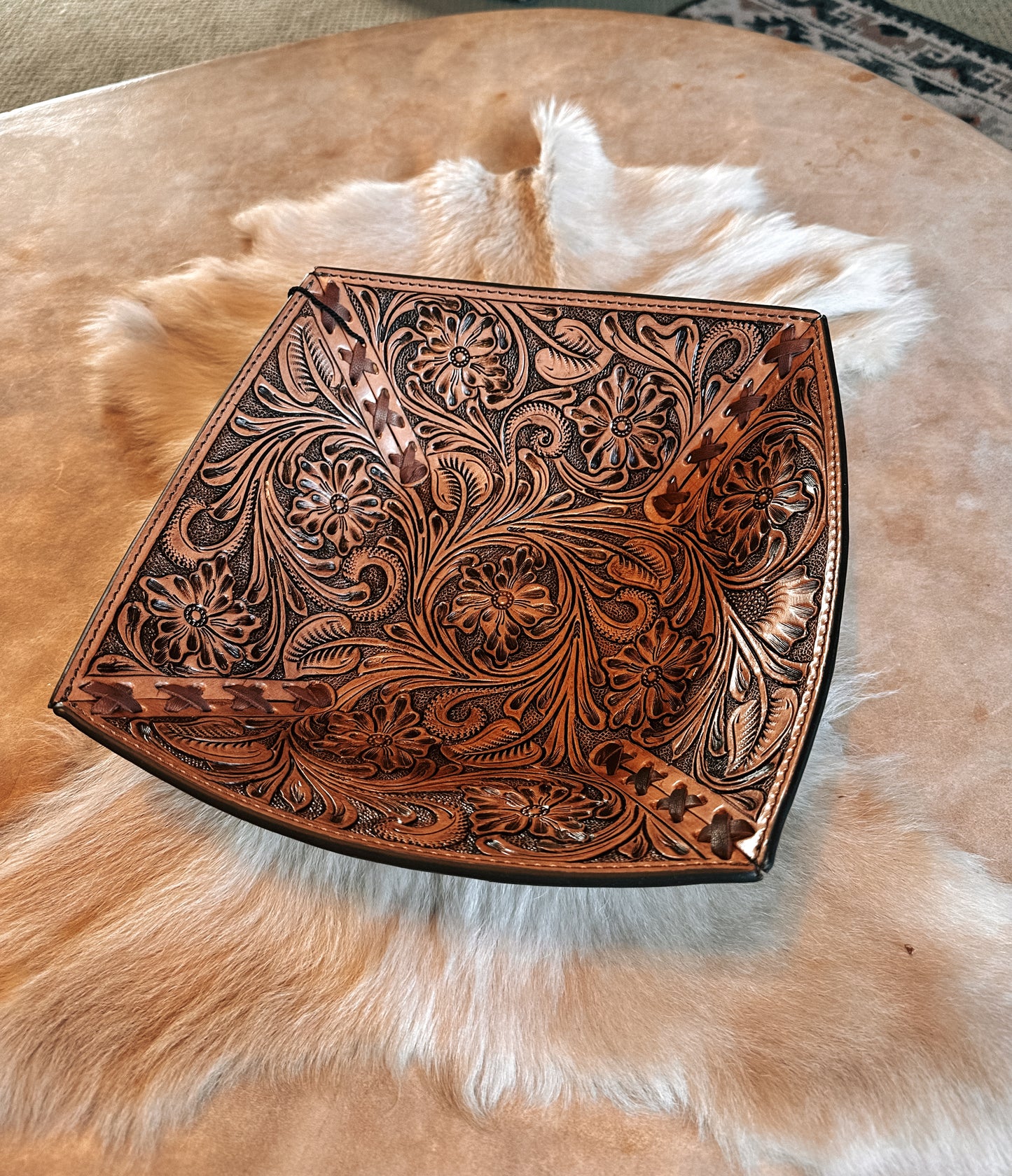 Tooled Leather Bowl
