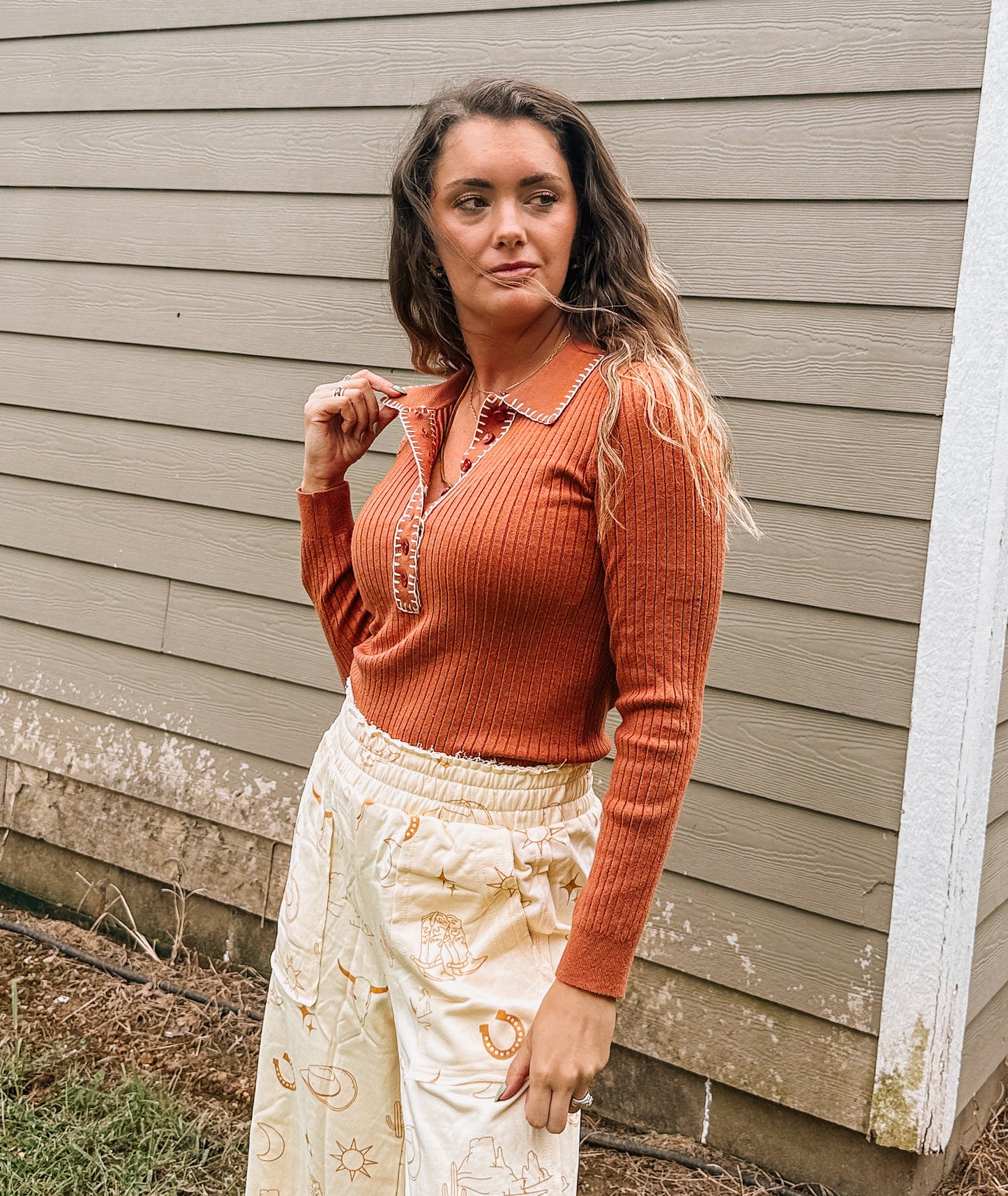 Rust Brumby Ribbed Top