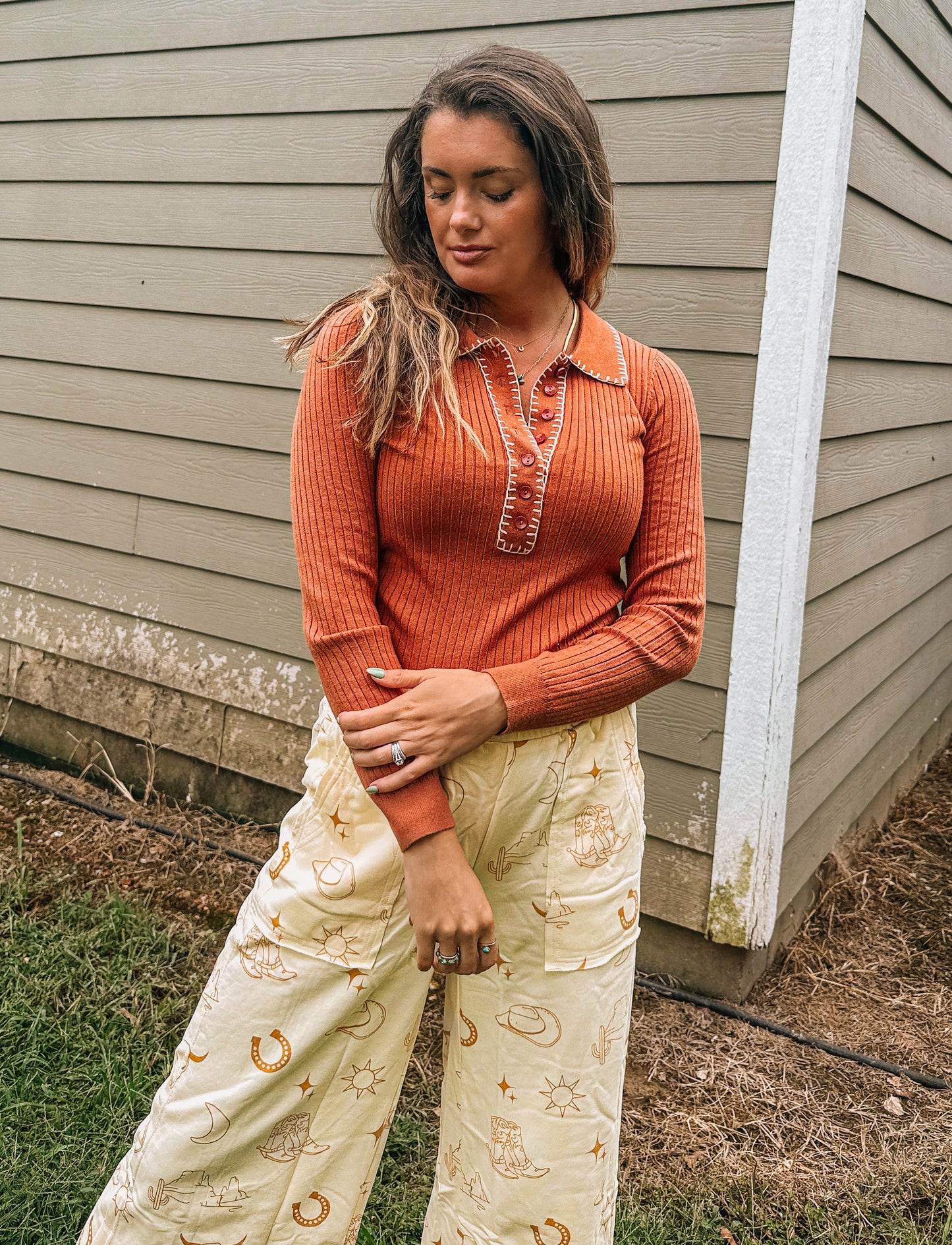 Rust Brumby Ribbed Top