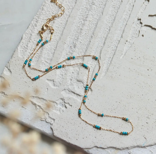 Gold Turquoise Beaded Necklace