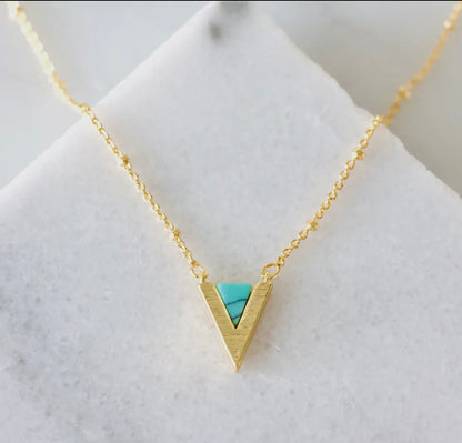 Turquoise Gold Triangle Necklace