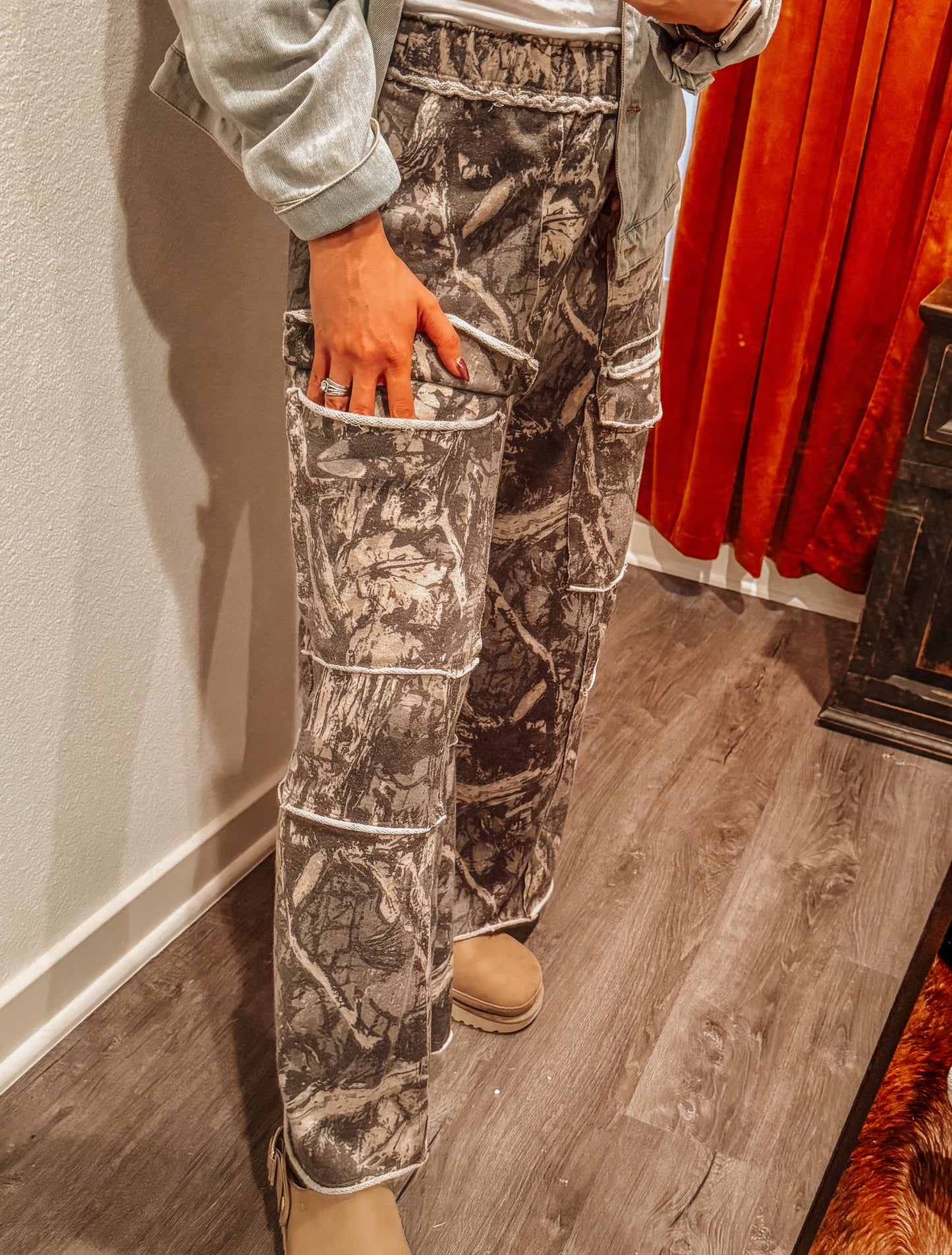 Tree Camo Flare Cargo Pants