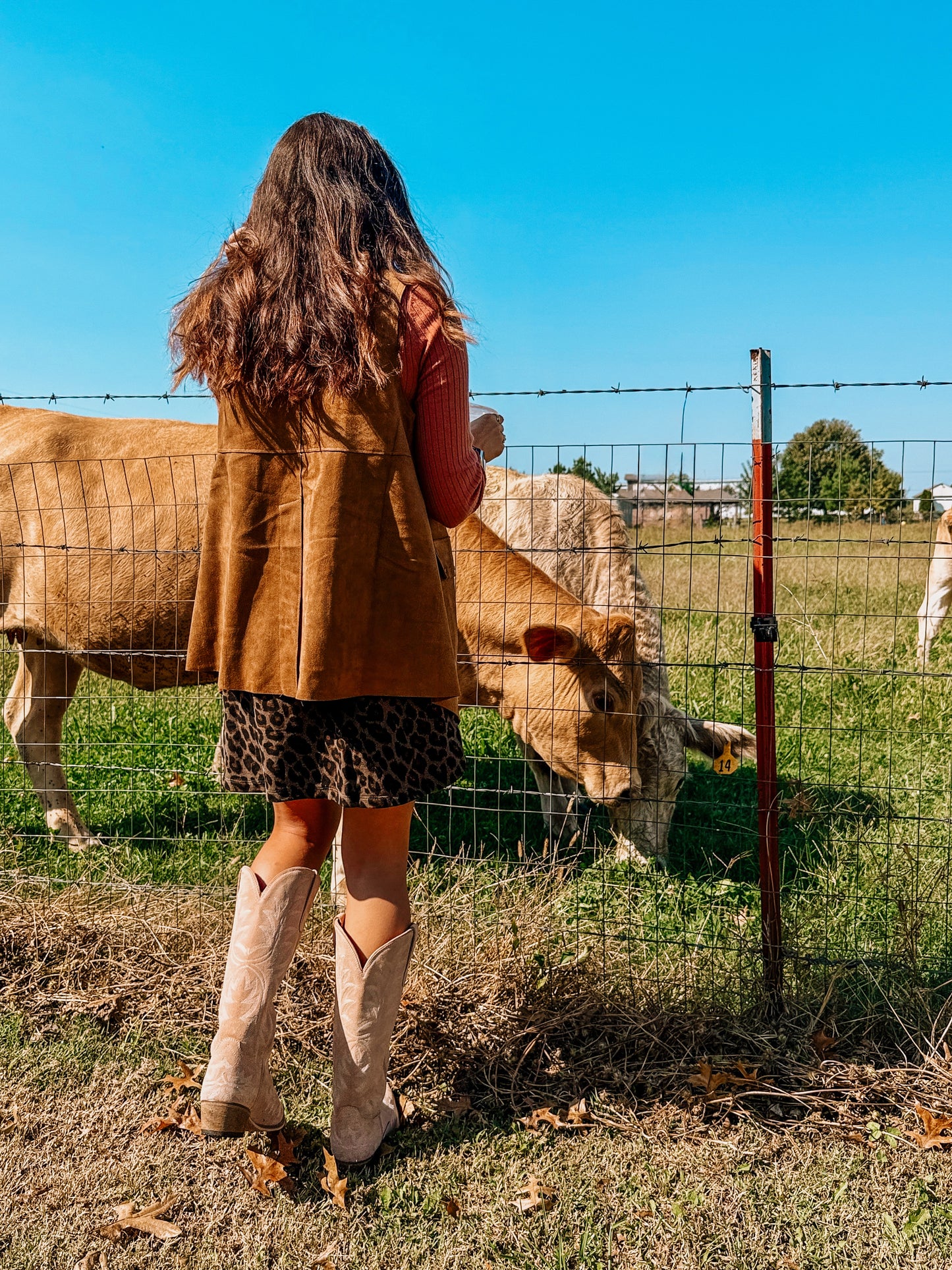 Oversized Suede Camel Vest