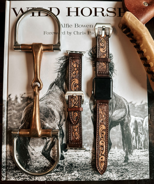 Tooled Leather Watch Band