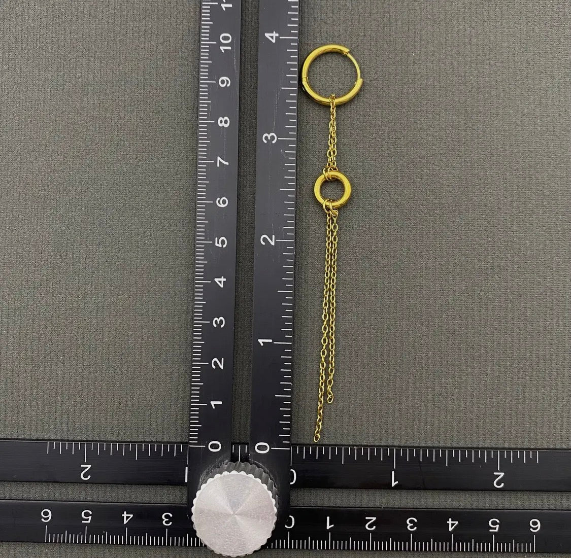 18K Golden Chain Fringe
Double Loop Huggie Earrings