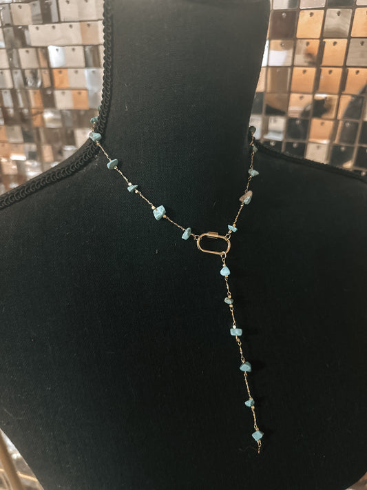 Turquoise Bead Chain Y Necklace