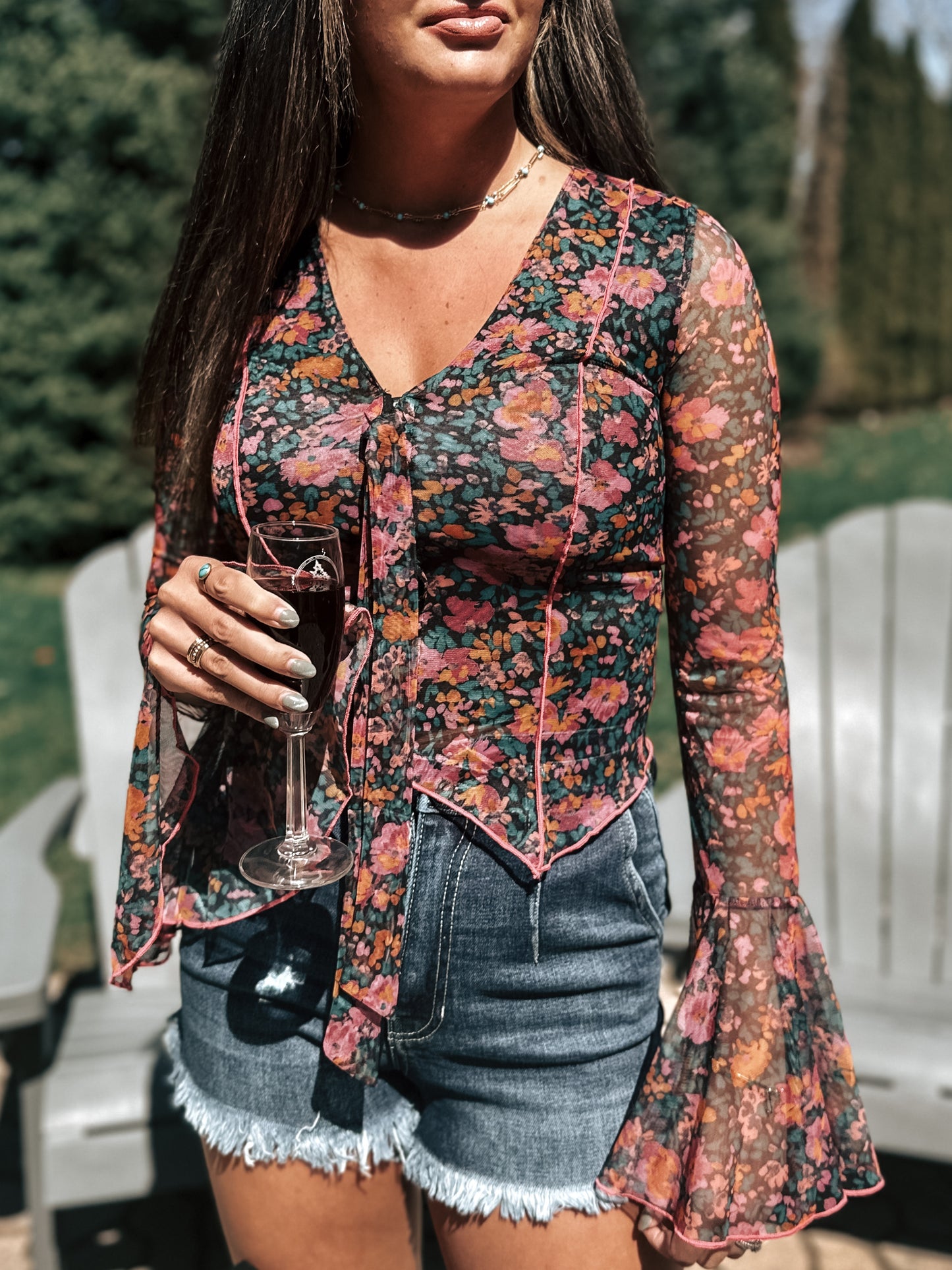 Floral Bell Sleeves Top