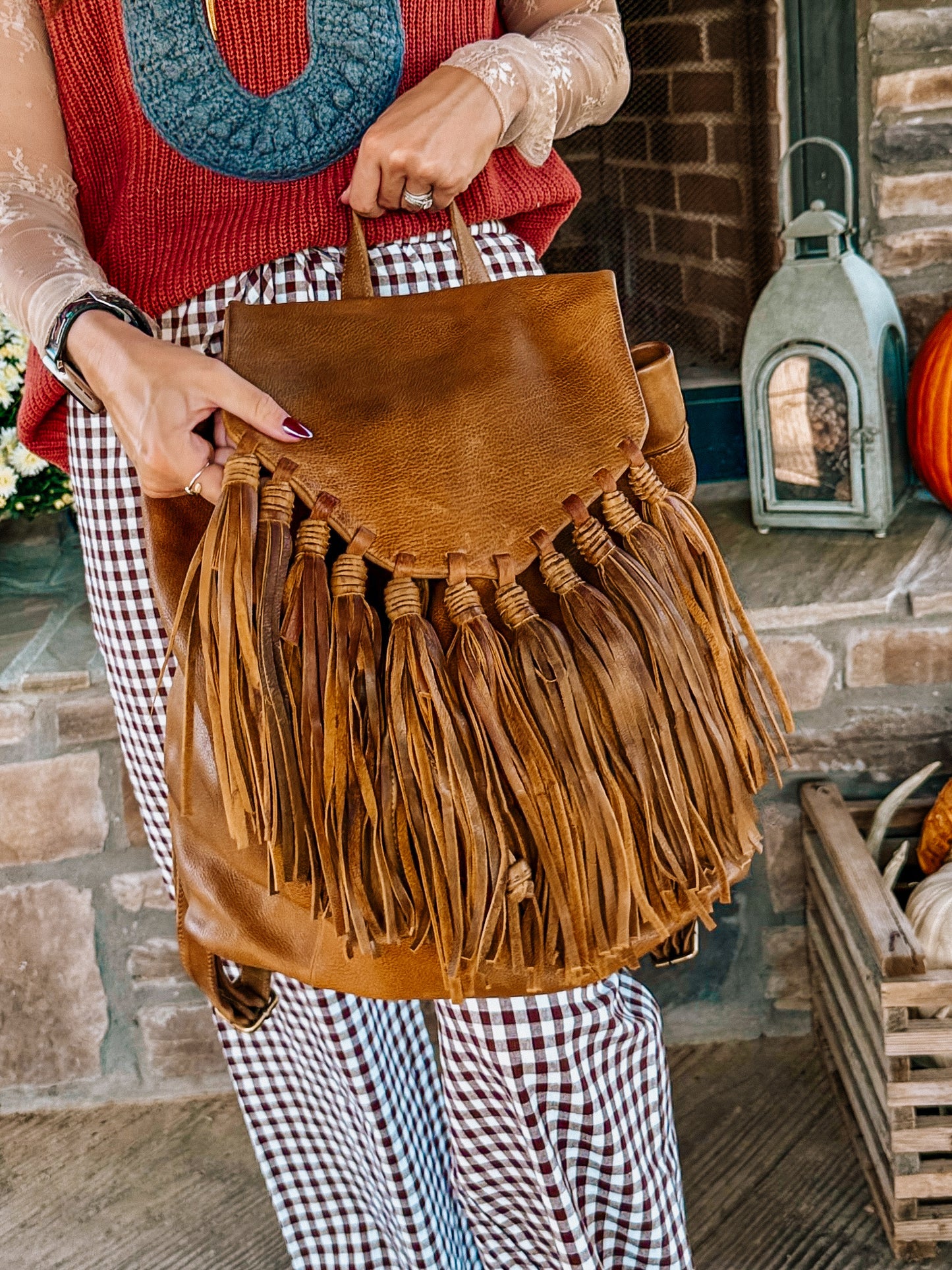 Urban Leather Fringe Backpack