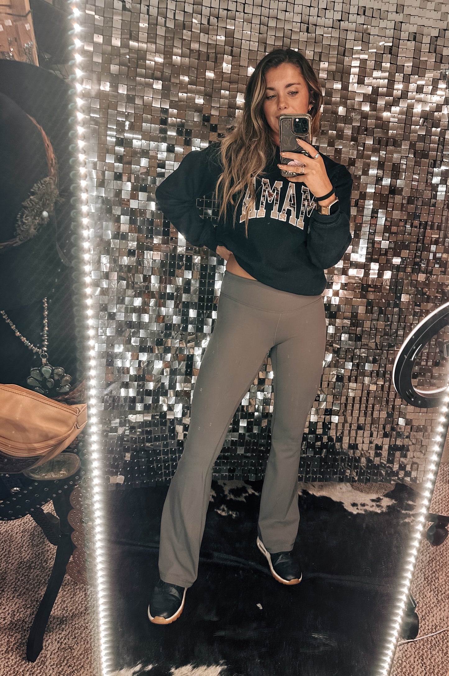 Mocha Fleece lined Flare leggings 