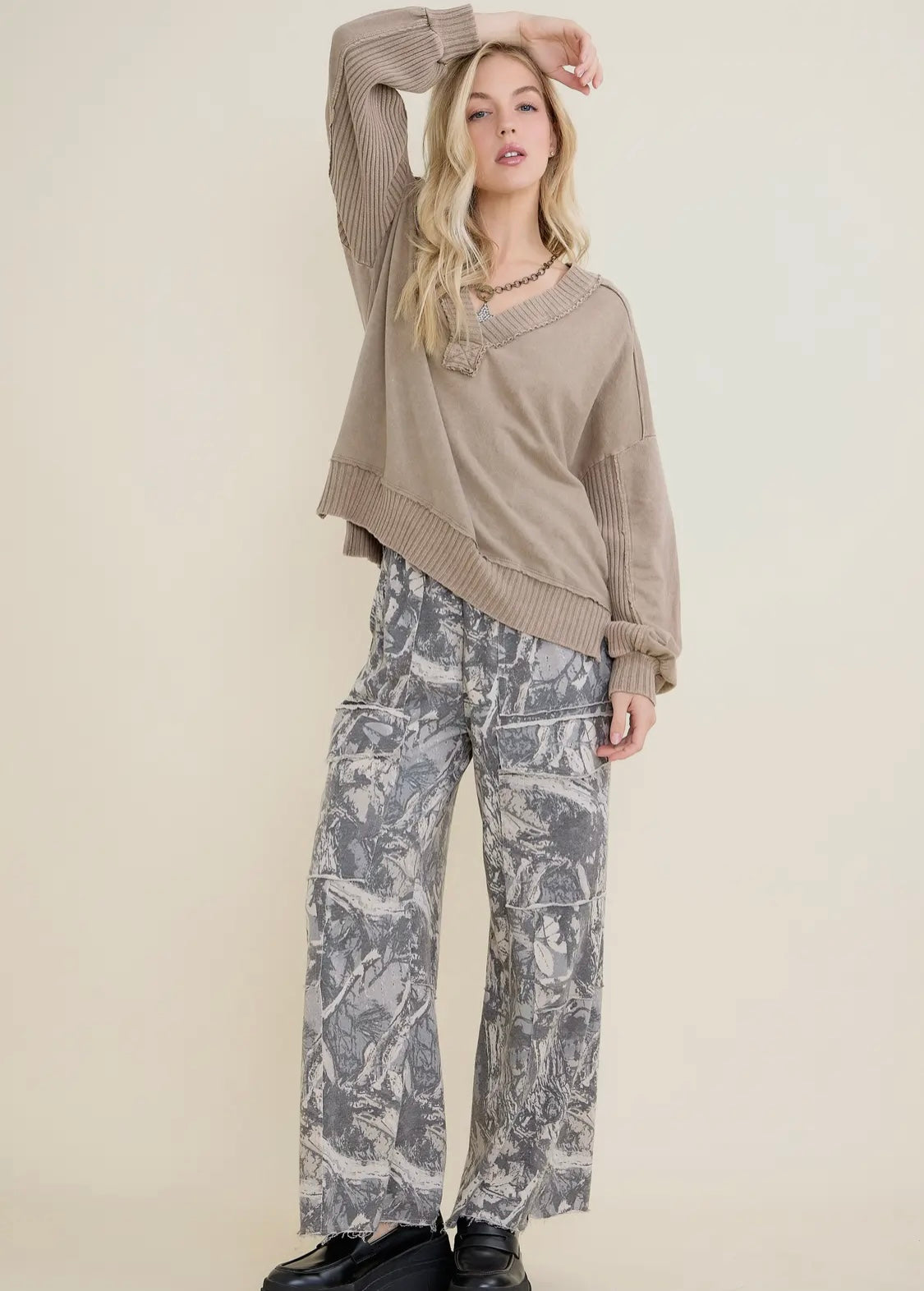 Tree Camo Flare Cargo Pants