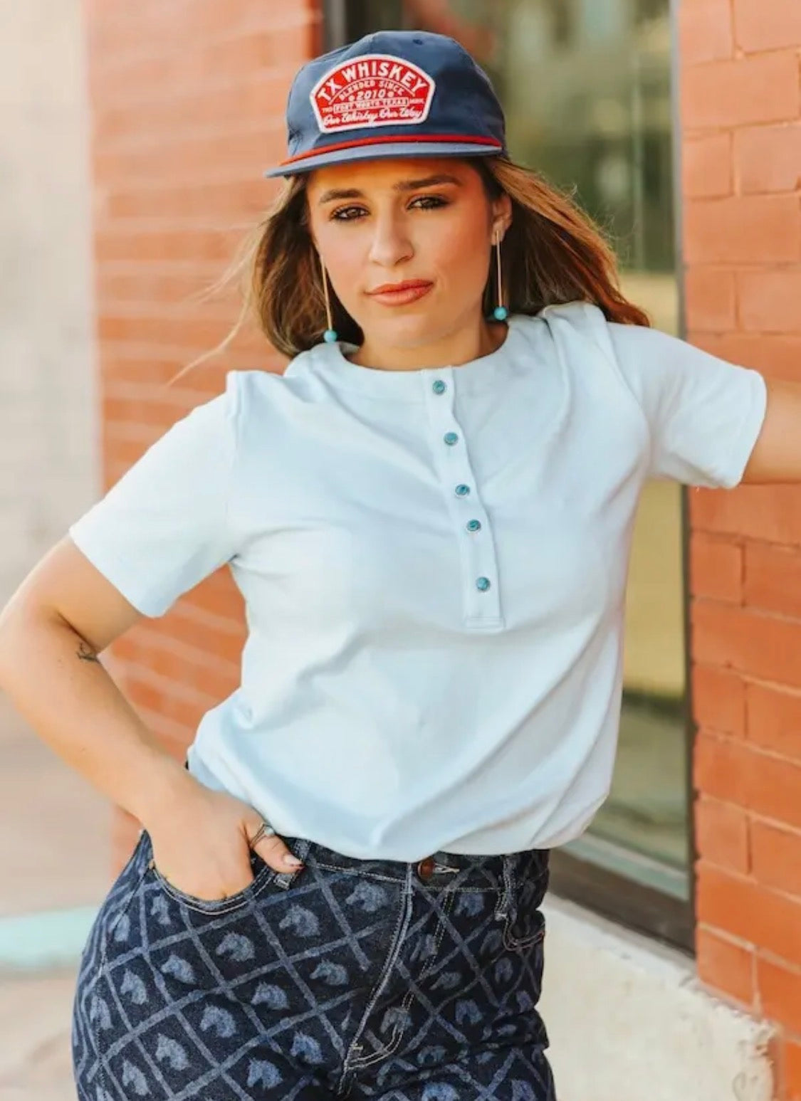 Baby Blue Turquoise Henley