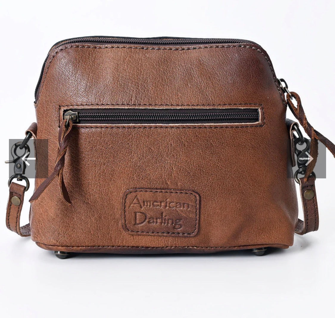 Tooled Leather Butterfly Crossbody