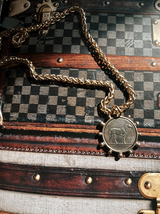 Horse Coin Gold Necklace