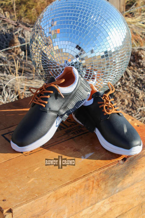 Black Fringe Tennis Shoes