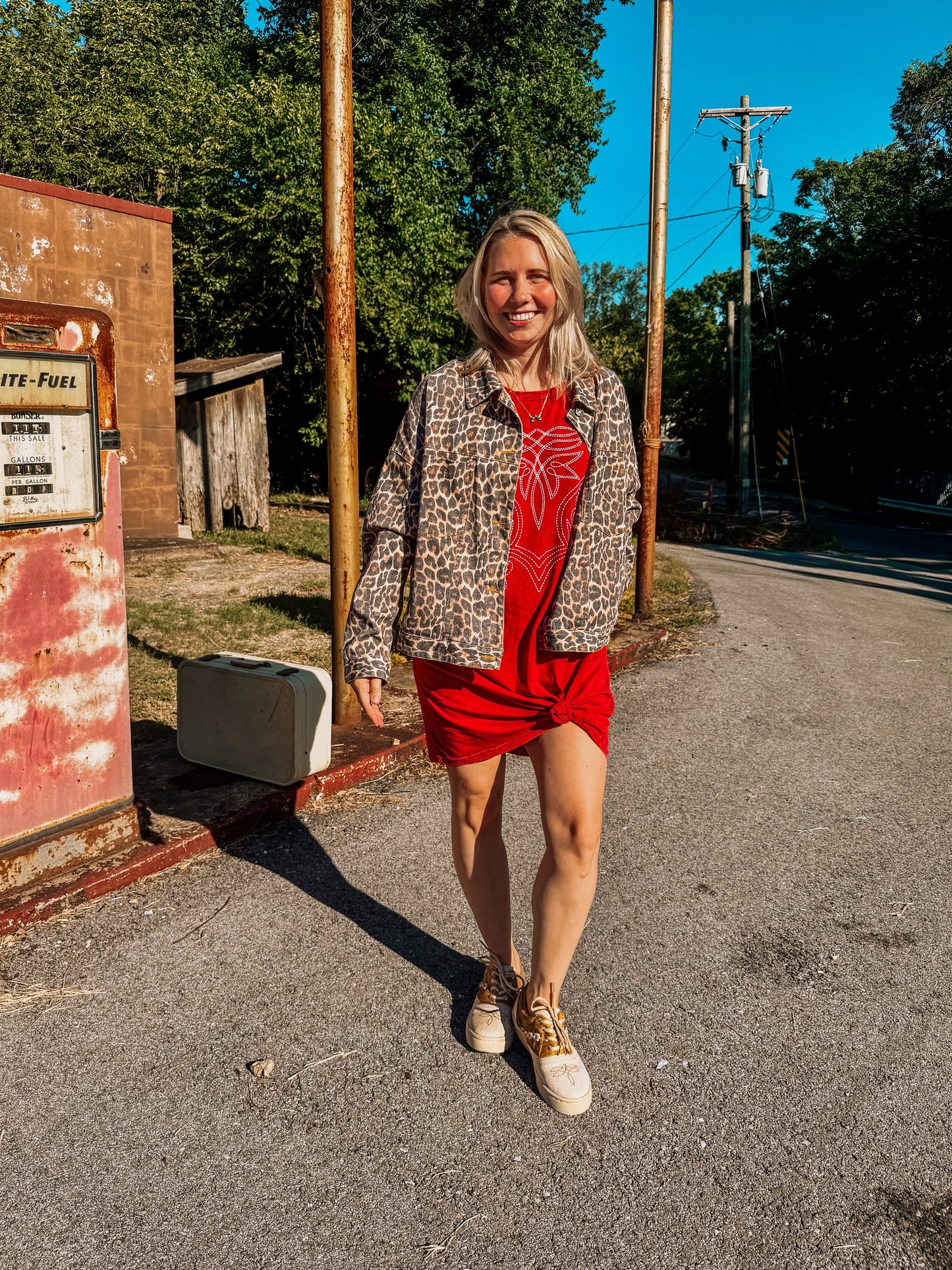Boot Stitch T-shirt Dress (Red)