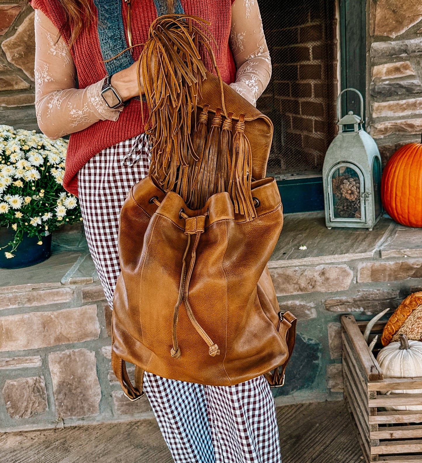 Urban Leather Fringe Backpack