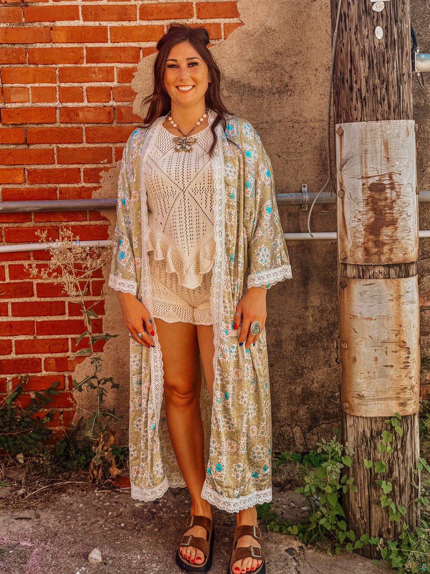 Patchwork Matcha Lace Kimono