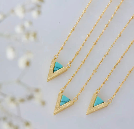 Turquoise Gold Triangle Necklace