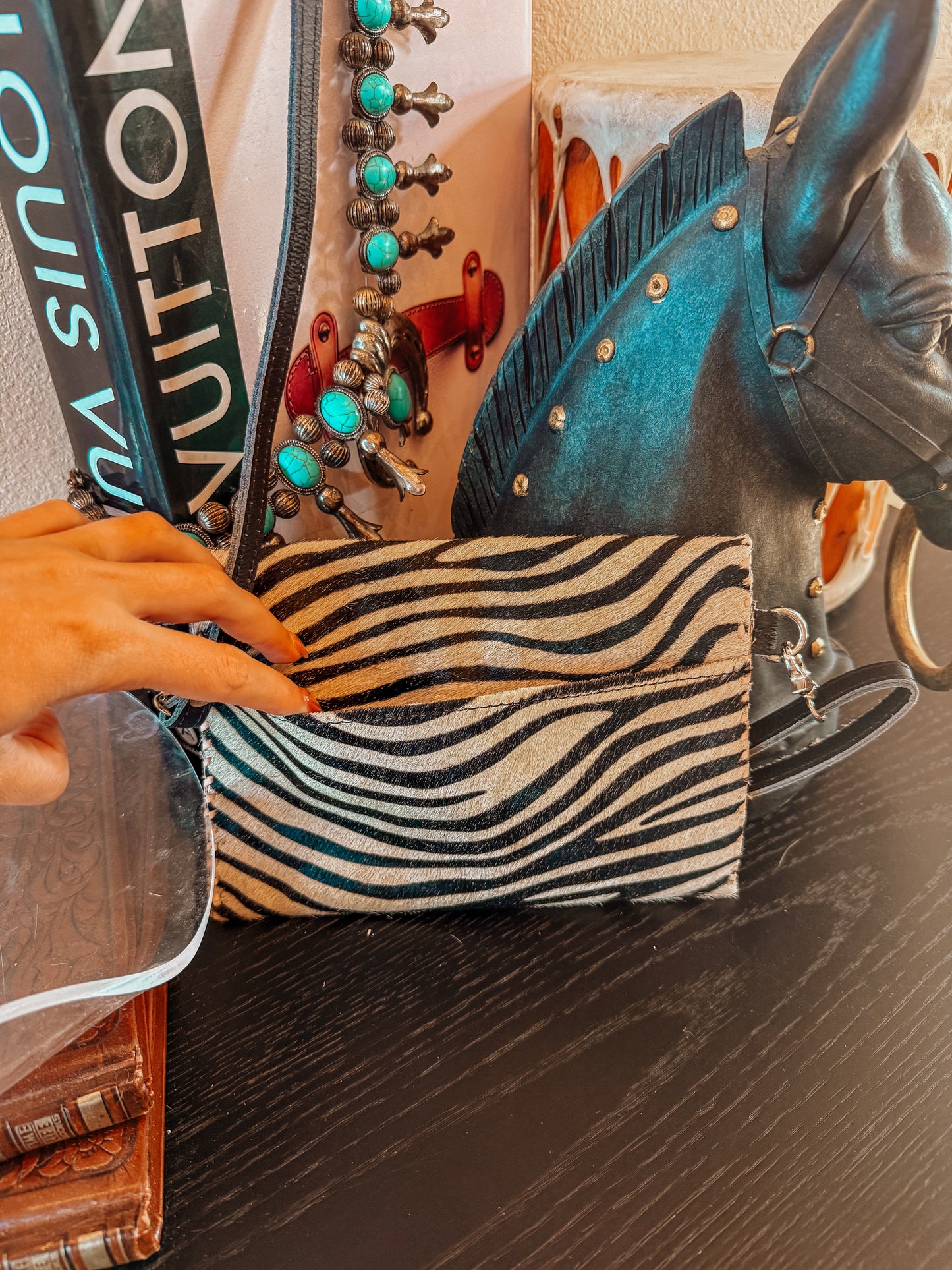 Cowhide Zebra Crossbody