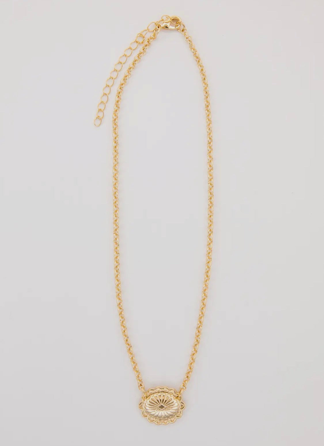 18K Yellow Gold Plated Dainty Concho Necklace