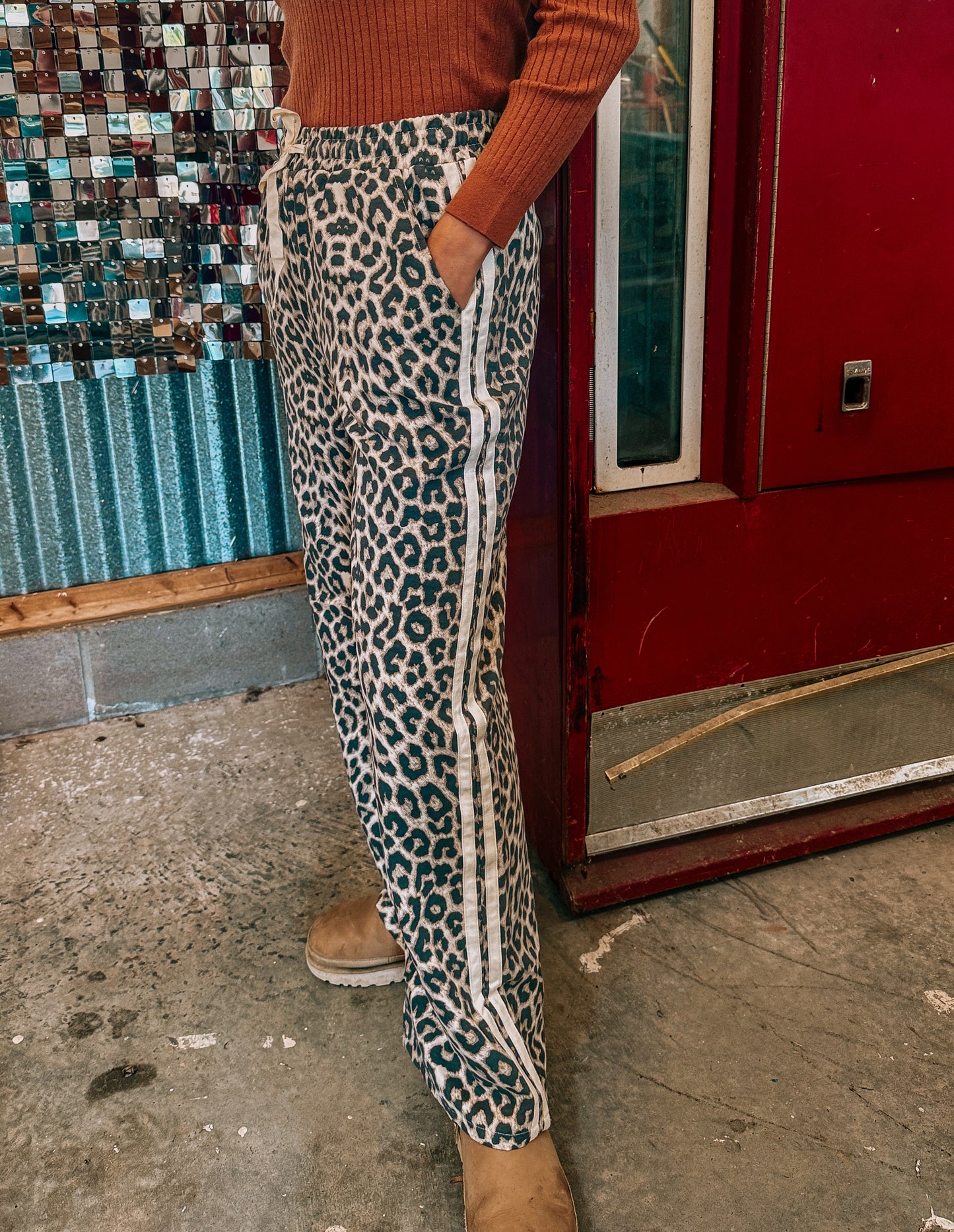 Leopard Print Twill Tape Pants