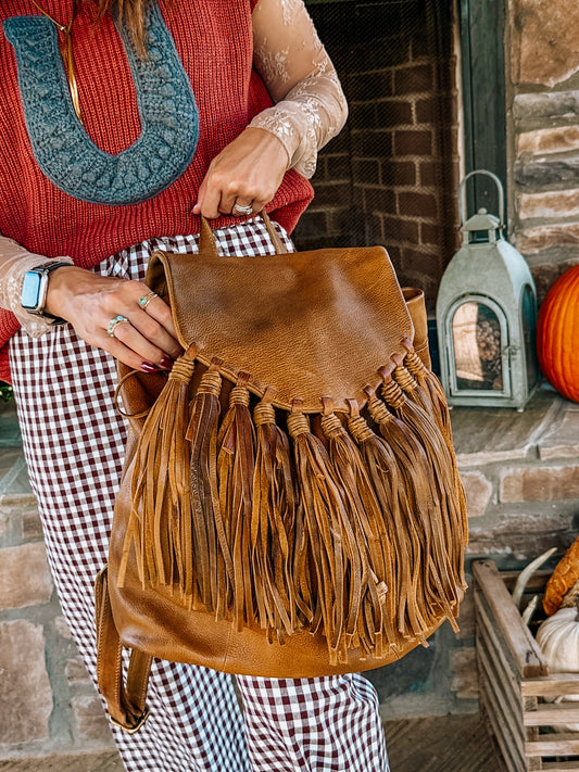 Urban Leather Fringe Backpack