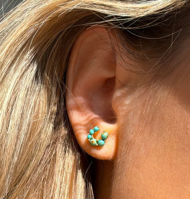 Gold Turquoise Horse Shoe Earrings