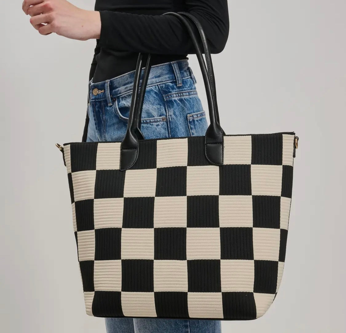 Checkered Print Work Bag