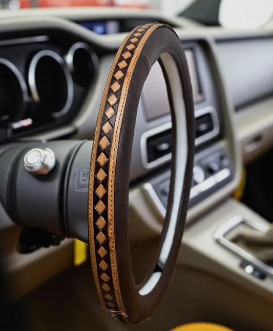 Tooled Leather Steering Wheel Cover