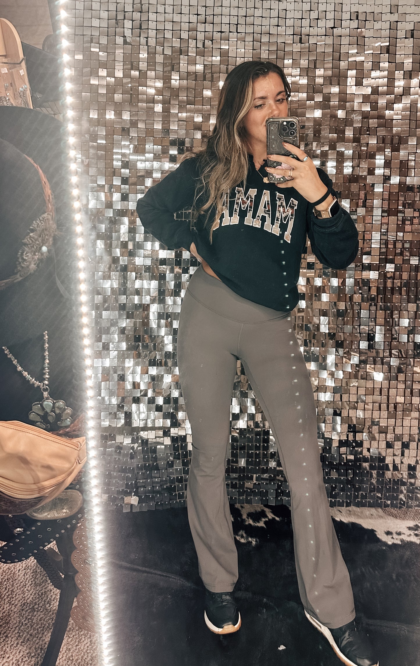 Mocha Fleece lined Flare leggings 