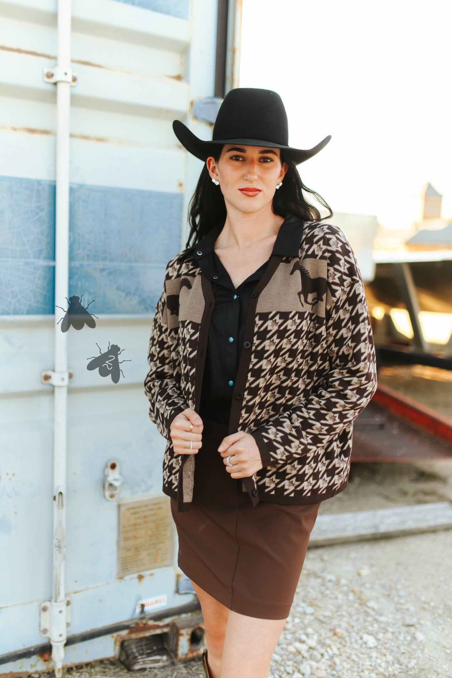 Houndstooth Uptown Pony Cardigan