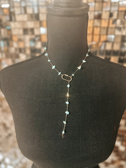 Turquoise Bead Chain Y Necklace
