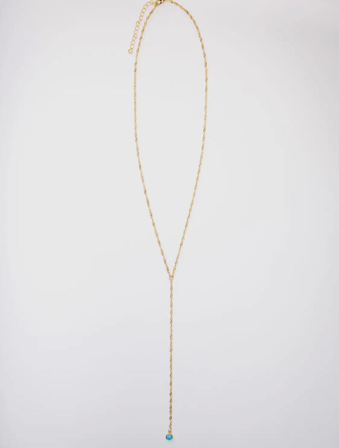 Gold & Turquoise Plated Chain Y Necklace