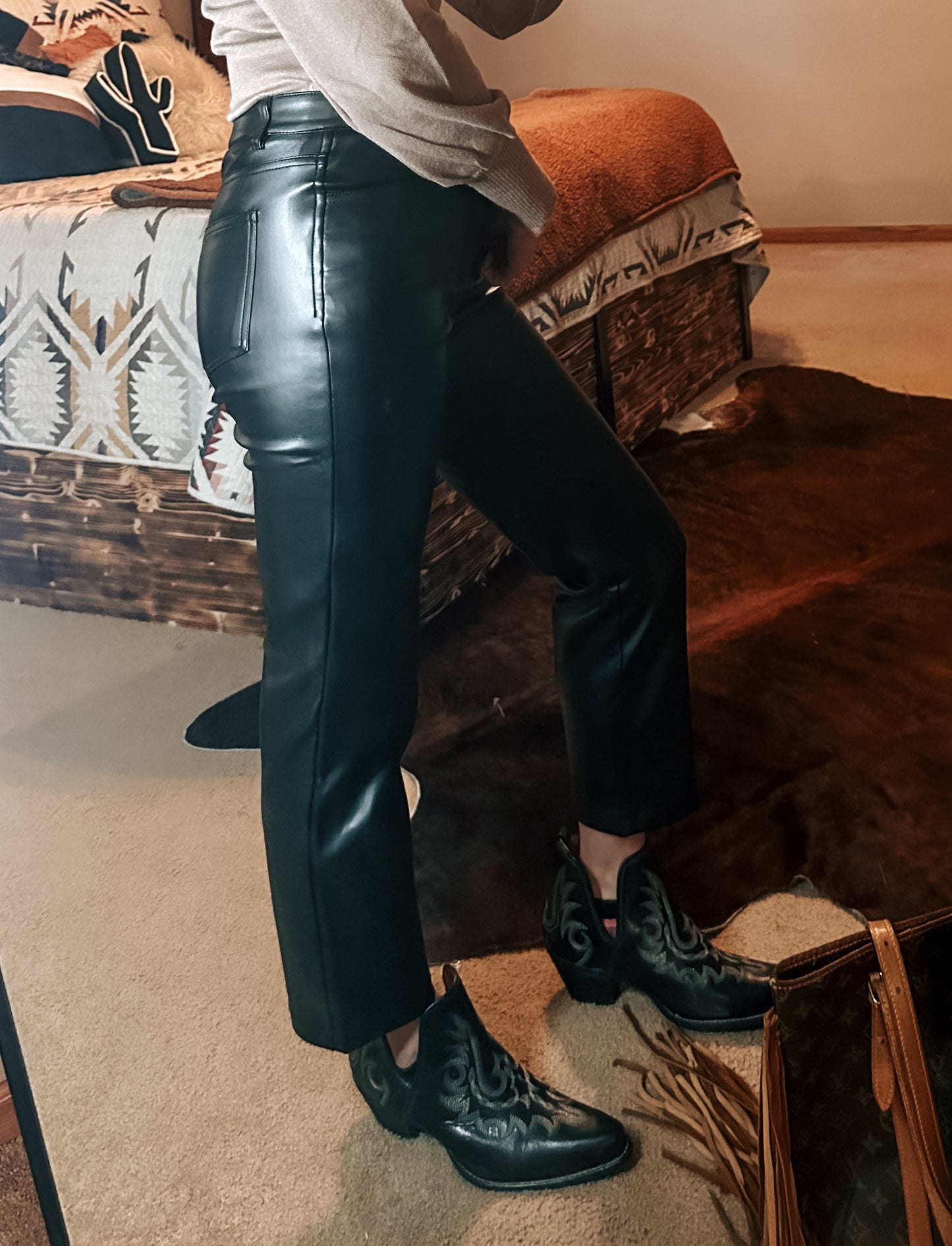 Biker Cowgirl Leather Pants (Black)