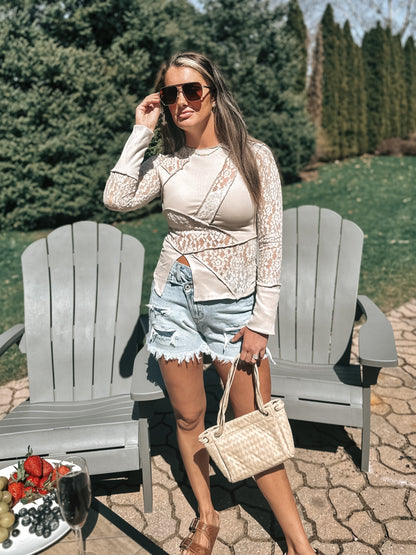 Sheer Lace Contrast Top