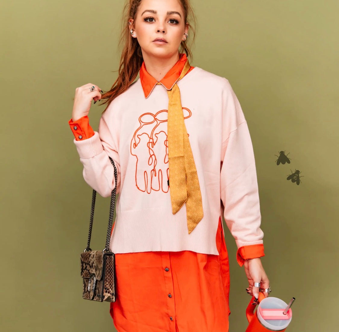 Tres amigos pink western embroidered cowboy sweater 
