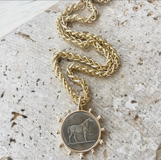 Gold Horse Coin Necklace