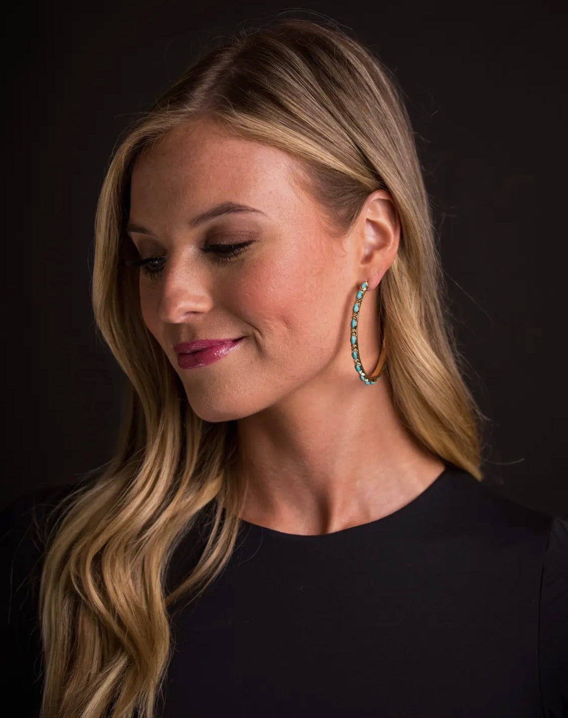 Turquoise Gold Hoops