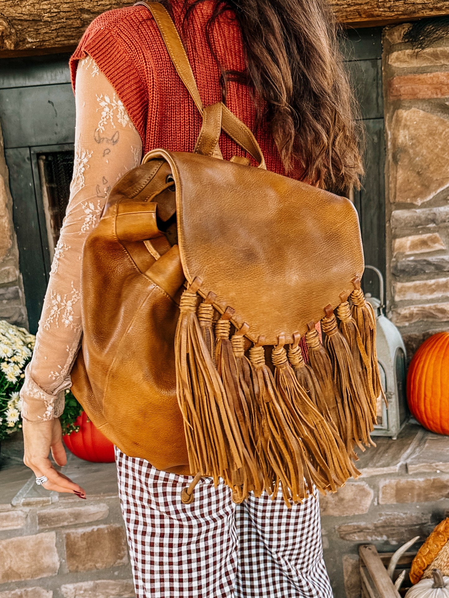 Urban Leather Fringe Backpack