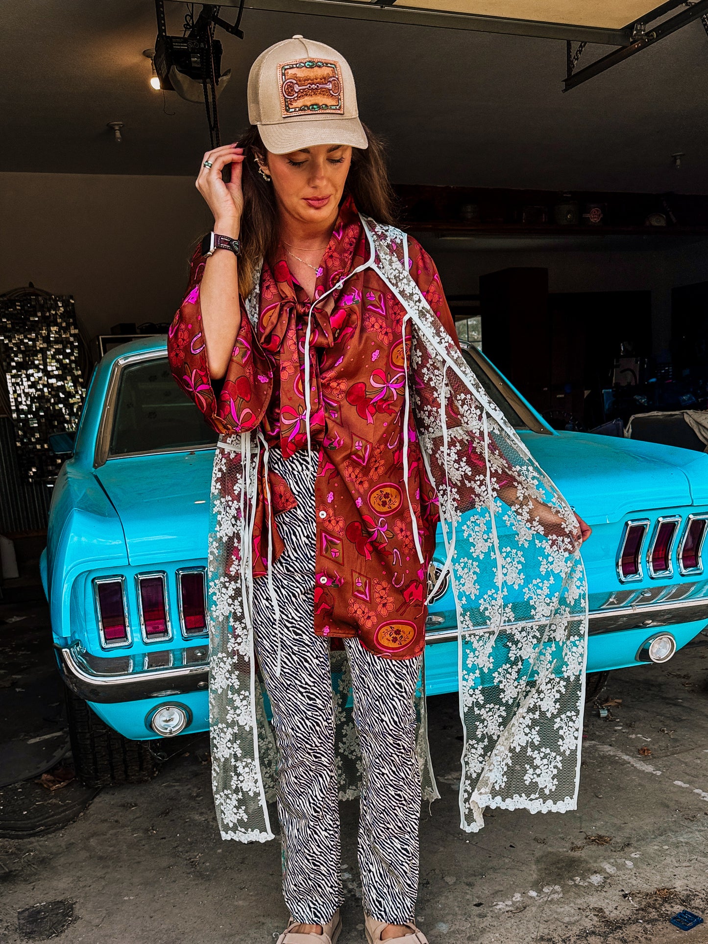 Teal Lace Tie Duster