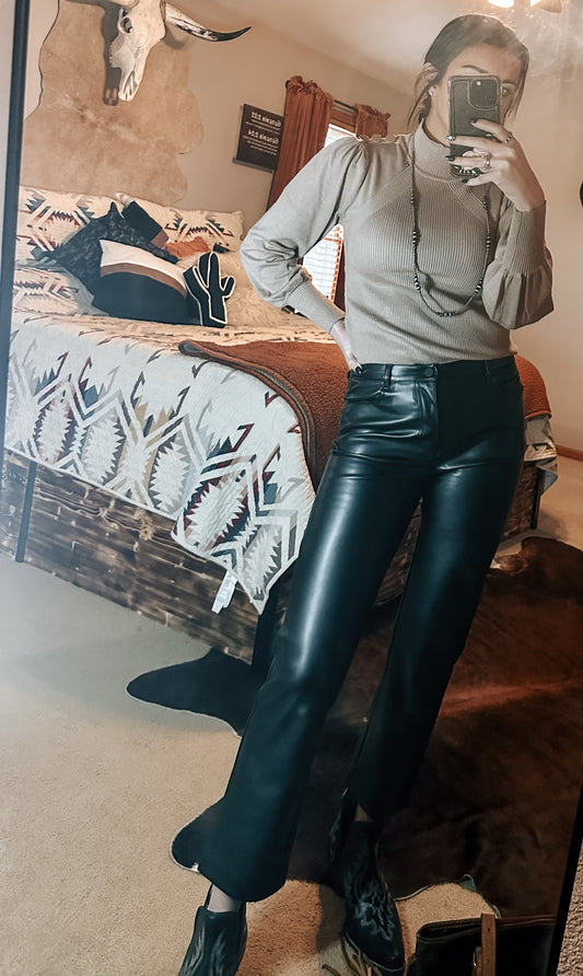 Biker Cowgirl Leather Pants (Black)