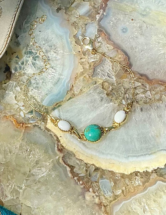 14k Gold Turquoise Bracelet