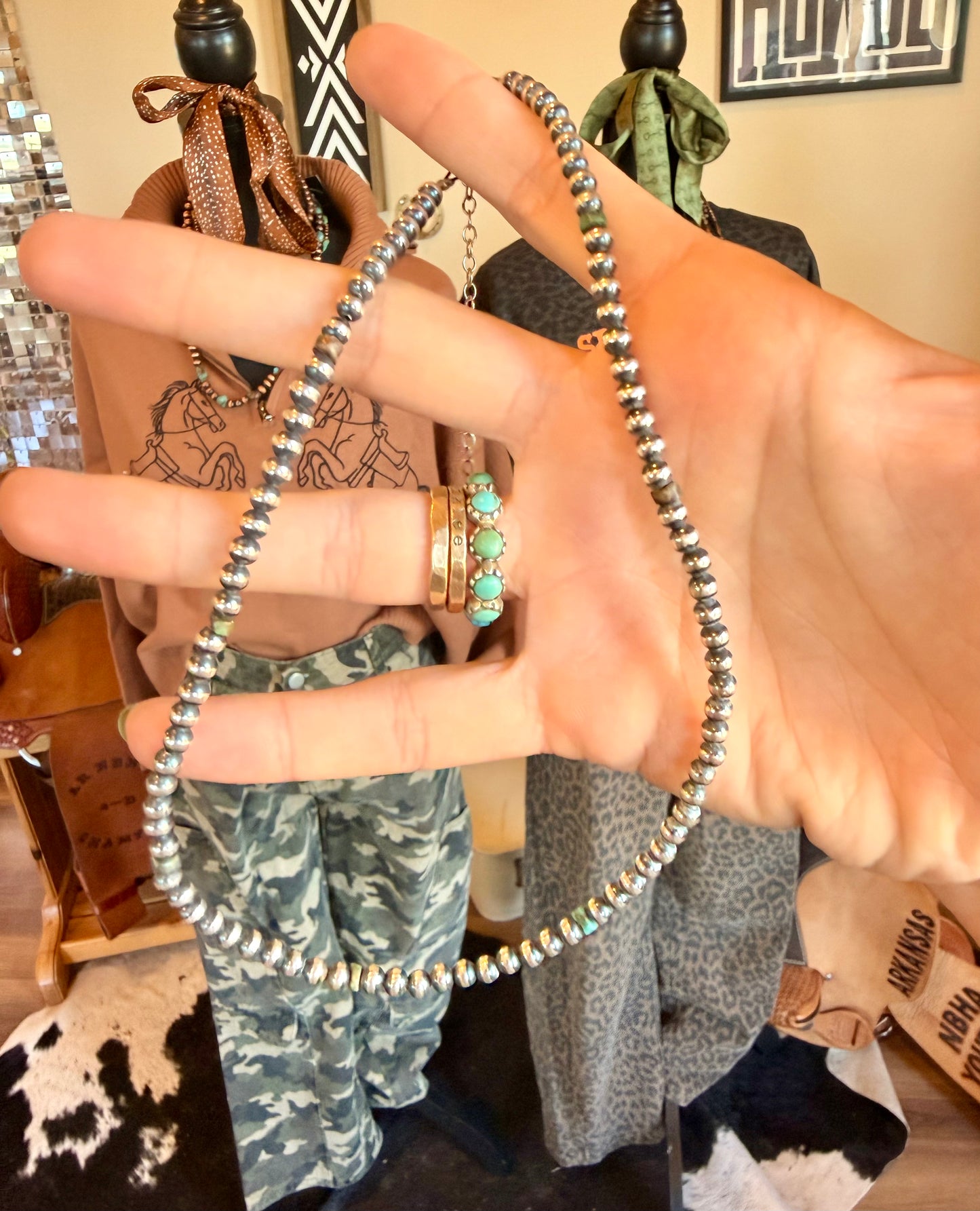 Sterling silver 4mm Navajo pearl choker