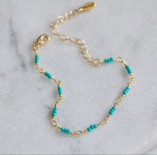 Turquoise Gold Beaded Bracelet