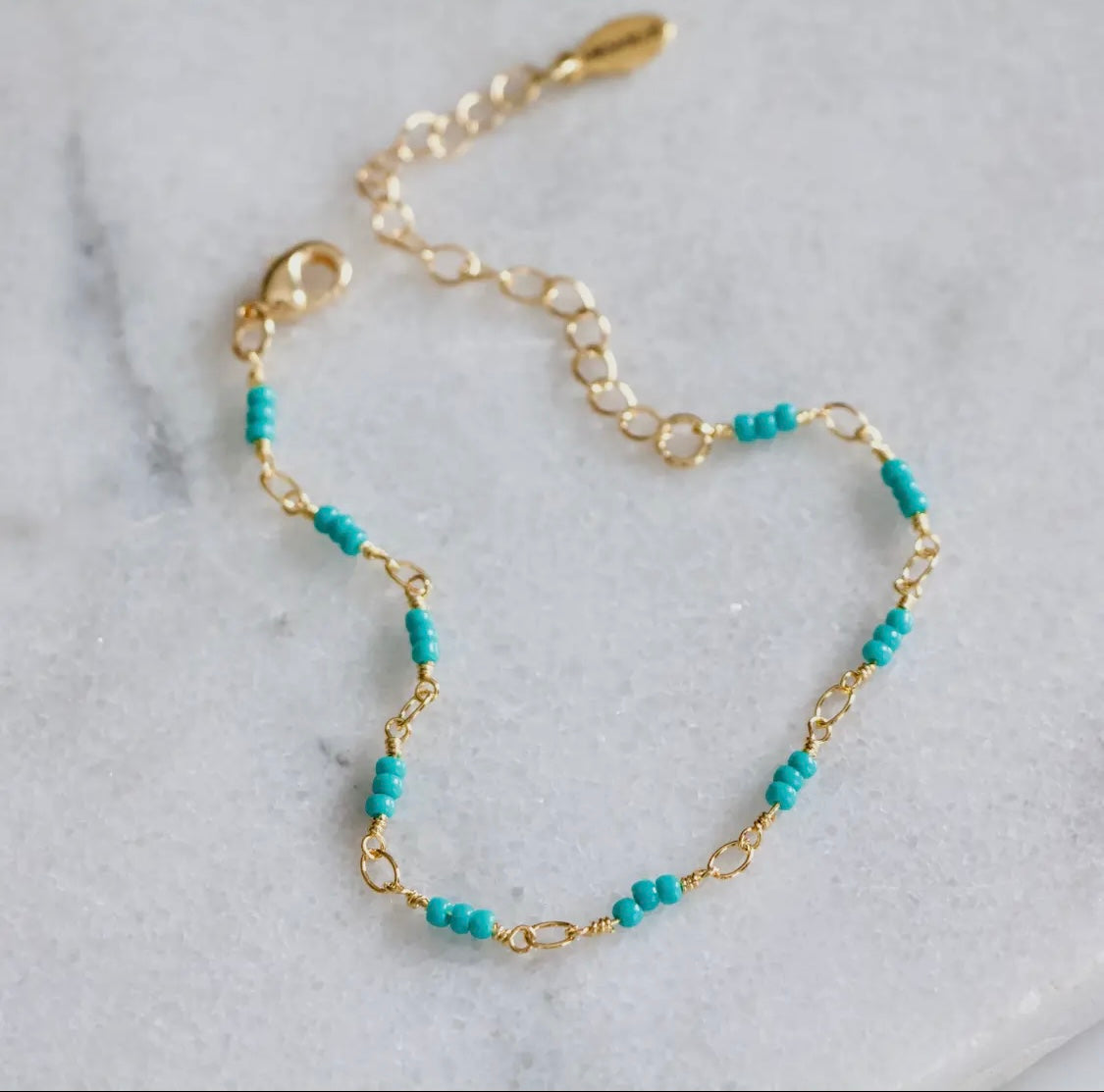Turquoise Gold Beaded Bracelet