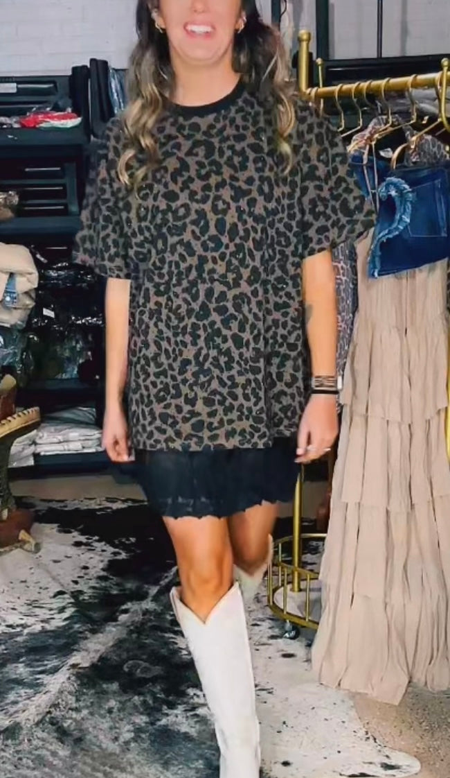 Leopard Rhinestone Tee